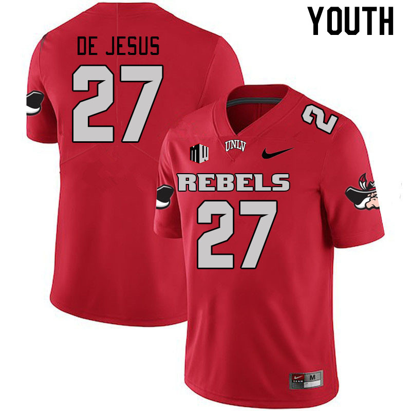 Youth #27 Jacob De Jesus UNLV Rebels 2023 College Football Jerseys Stitched-Scarlet